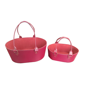 Recién llegado, cesta de regalos de cuero PU <span class=keywords><strong>para</strong></span> almacenar bolas de hilo/revistas/Paquete de frutas y verduras con asa - Product Image 2
