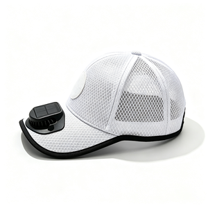 Solar <b>Powered</b> Fan Full <b>Mesh</b> Baseball Cap Detachable Solar Cooling Breathable Custom PU Leather Patch Logo Outdoor OEM Hat - Product Image 5