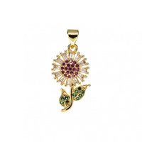 Bijoux en cuivre, zircon cubique, fleur de tournesol, pendentif croco à breloques pour collier, bricolage, accessoires pour femmes, vente en gros