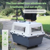 Caisse de transport aérien pour animaux de compagnie en plastique, conforme aux normes internationales, robuste, résistante à la pression, avec roulettes, pour chiens et chats