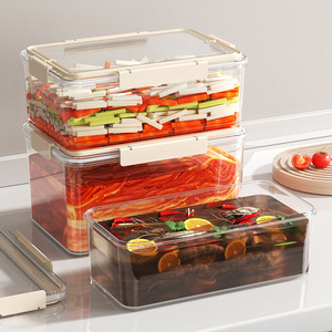 <b>Refrigerator</b> Storage Boxes Food Grade Rectangle Clip On Lid Airtight <b>Containers</b> For Vegetables And Kimchi Preservation - Product Image 3