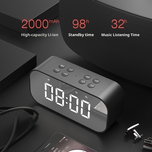 Horloge numérique électronique à batterie rechargeable 3 en 1, miroir LED, réveil, haut-parleur sans fil BT, <span class=keywords><strong>radio</strong></span>, <span class=keywords><strong>carte</strong></span> TF, Aux - Product Image 2