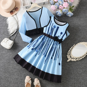 Stile occidentale autunno ragazza profumo vestito maniche lunghe <span class=keywords><strong>bambina</strong></span> Set elegante festa per bambini da <span class=keywords><strong>bambina</strong></span> Set per 2 pz - Product Image 2