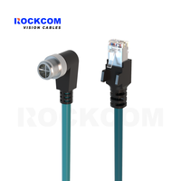 M12 x-kode 8Pin pria miring ke RJ45 kabel Ethernet Gigabit Flex tinggi opsional IP67 kamera industri Congex kabel 84901-2001