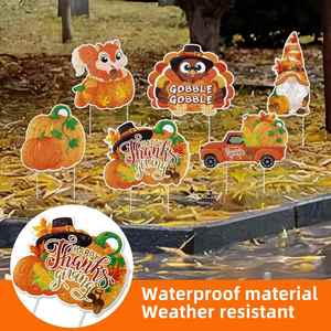 Letrero de Jardín Personalizado para Acción de Gracias con Estaca en Forma de H, Impresión UV Impermeable, Diseño de Pavo para Decoración de Jardín y Césped en Otoño - Product Image 5