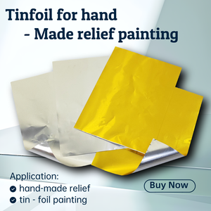 Feuille d'étain feuille d'aluminium semis en relief à la main peinture argentée 70 microns or et argent laboratoire art bricolage tranche - Product Image 2