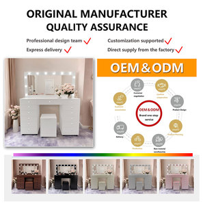 Tocador de maquillaje de fábrica para niñas, muebles de lujo, tocador para maquillaje, tocador de dormitorio moderno con espejo de luz Led - Product Image 3