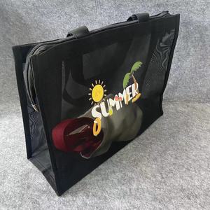 Chất Lượng Cao Tùy Chỉnh Thiết Kế Với Logo Tái Sử Dụng <span class=keywords><strong>Nylon</strong></span> Dây Lưới Bãi Biển Mua Sắm Tote Túi Lưới Túi Bãi Biển Với Dây Kéo - Product Image 6