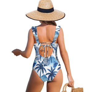 Maillot <span class=keywords><strong>de</strong></span> bain une pièce à imprimé palmier tropical <span class=keywords><strong>pour</strong></span> <span class=keywords><strong>femme</strong></span>, col en V profond, vêtements <span class=keywords><strong>de</strong></span> plage à volants, maillot <span class=keywords><strong>de</strong></span> bain d'été <span class=keywords><strong>pour</strong></span> la <span class=keywords><strong>piscine</strong></span> et les vacances - Product Image 5
