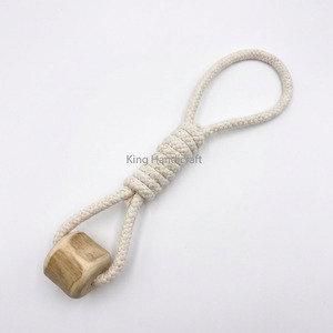 Eco-Friendly Natural Bulk Export Squeaky Modern Stick Tug W/<b>Rope</b> Handle Dog Chew Toy Coffee Wood - Product Image 1