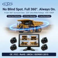 Système de caméra de recul robuste à 360 degrés avec vue panoramique AHD 1080P 4CH IP68 220 °   Pour camions miniers et excavatrices