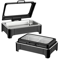 Chauffe-Plat de Luxe Noir avec Fenêtre Visible pour Buffet, Mariages, Banquets, Événements, Traiteur et Hôtellerie