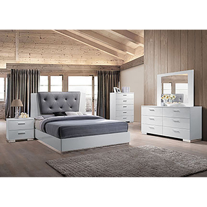 White 2-<b>Drawer</b> Nightstand Chrome Accents Modern <b>Storage</b> <b>Drawer</b> Unit - Product Image 3
