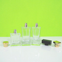 Flacon vaporisateur carré en verre vide pour cosmétiques, toner ou parfum, 50 ml et 100 ml