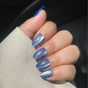 Easywell - Juego de 30 <span class=keywords><strong>Uñas</strong></span> <span class=keywords><strong>Postizas</strong></span> de Gel Acrílico Suave, Diseño de Ojo de Gato Azul, Producto de Belleza, Venta al por Mayor, <span class=keywords><strong>Uñas</strong></span> Adhesivas a Presión - Product Image 1