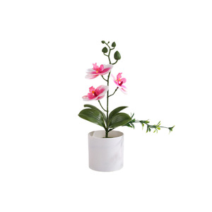 Fleur d'orchidée Phalaenopsis artificielle en pot rond, 3 plantes, matériau PP, décoration intérieure - Product Image 5
