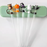 Bouchons de Paille en Plastique Souple pour Bar à Tasse, Accessoires de Décoration Créative, Design de Citrouille d'Halloween