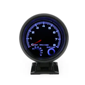 Tachymètre noir de 3 3/4 pouces, jauge de 0 à 8000 tr/min avec LED bleu clair, compteur de voiture de course en nouvel état - Product Image 4