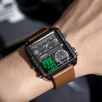 Jam Tangan Olahraga Pria BINBOND B3332 3332 Digital Elektronik Analog Quartz LED Display Mewah Reloj Persegi
