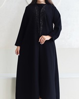 Abaya noire de luxe du Golfe, vêtements arabes islamiques de Dubaï, abaya ouverte noire de luxe avec strass pour l'Aïd Ramadan