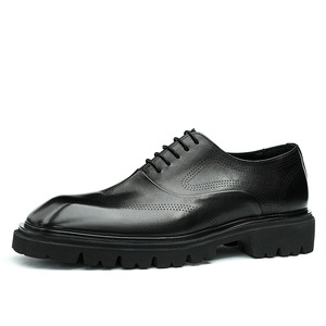 Chaussures Oxford marron à bout pointu en cuir véritable, à lacets, pour le travail, toutes saisons, semelle extérieure en caoutchouc, livraison directe - Product Image 1
