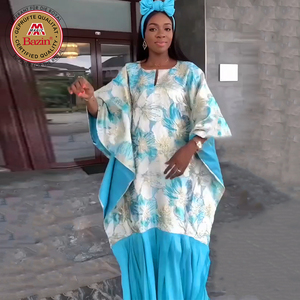 Abito Dashiki Boubou broccato africano blu lago Design unico nigeriano <span class=keywords><strong>da</strong></span> donna matrimonio <span class=keywords><strong>sposa</strong></span> festa del bacino <span class=keywords><strong>abiti</strong></span> - Product Image 1
