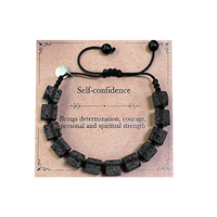 Bracelet diffuseur d'huiles essentielles en pierre de lave carrée, tissé à la main, avec logo personnalisé, réglable, cadeau minimaliste