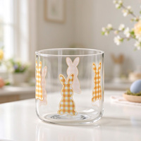 Verre à eau en verre transparent, directement de l'usine, avec motif lapin mignon personnalisé, pour la maison et les fêtes de Pâques