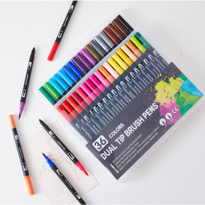 120色水彩ペン子供ギフト落書き絵筆セットデュアルチップブラシ描画ペン - Product Image 1
