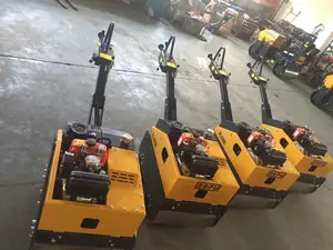 500Kgs Walk Behind Double Drum Construction Equipment Vibrating Earth Compactor Vibratory Road Roller With Kama 178Fse