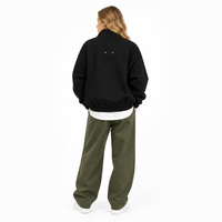 Blouson Bomber en Twill Lavé à Col Montant, Fermeture Éclair, Poches Cargo, Ourlet Élastique, Coupe Oversize, Style Rétro Workwear, Logo Personnalisable, Streetwear