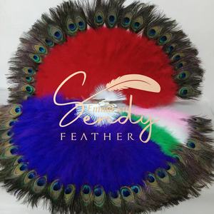 พัดทำมือขนนุ่มขน<span class=keywords><strong>นกยูง</strong></span>สำหรับงานปาร์ตี้การแสดงบนเวทีงานแต่งงาน - Product Image 3