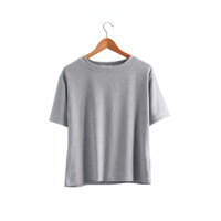 T-shirts Coréens Vintage Personnalisés pour Femmes en Gros, 100% Coton, Col Rond, Coupe Oversize, Unis avec Motifs Imprimés Uniques