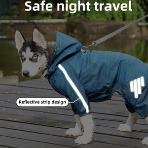 2025 Inverno Verão Listrado <span class=keywords><strong>Pet</strong></span> Raincoat Novo Tipo Dragable Raincoat impermeável de quatro patas para pequenos cães grandes Animais de estimação para chuvoso - Product Image 4