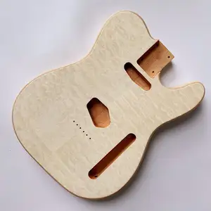 热卖未上漆的Alder电吉他机身替换未完工TL吉他机身带绗缝火焰贴面