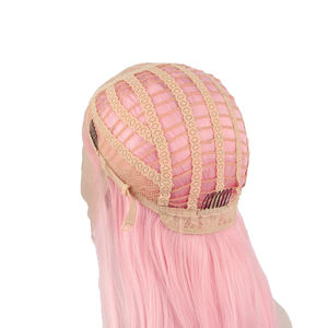 Celebrità 150% densità capelli sintetici da 26 pollici con parrucche anteriori in pizzo rosa con attaccatura dei capelli naturale - Product Image 4