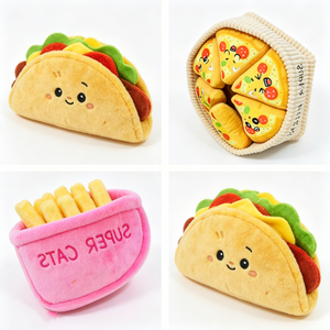 Collection de peluches sur le thème de la restauration rapide, personnalisable, pour jeux d'imitation ou décoration, adorables animaux en peluche en forme de tacos souriants pour enfants - Product Image 4