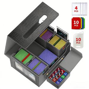 Caja de Cartas de Gran Capacidad con Diseño de Piel de Cocodrilo Rojo/Azul Marino, Seis en Uno, Almacenamiento para 35 Cartas de Juego y Dados para <span class=keywords><strong>Hearthstone</strong></span> - Product Image 2