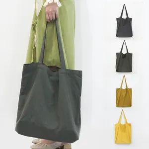 고품질 Morandi 단색 재사용 재활용 쇼핑 토트 천 캔버스 가방