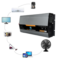 Onduleur solaire 2000W 12V/24V 110V AC avec chargeur et fonction UPS, onde sinusoïdale pure, efficacité 94%, pour camping-car/camion/bateau, utilisation hors réseau