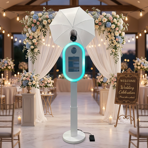 Hoogteverstelbare fotocabine, compatibel met camera & <span class=keywords><strong>iPad</strong></span>, selfie-kiosk voor bruiloft, feest, evenementenverhuur en zakelijk gebruik - Product Image 1