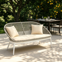 Conjunto de sofás trenzados de aleación de aluminio para exteriores, conjunto de muebles de jardín y villa con cuerda, mesas y sillas