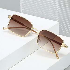 Lunettes de soleil rétro tendance 2025 avec logo personnalisé, monture métallique, protection UV400, pour la conduite, petites lunettes carrées pour hommes et femmes - Product Image 2