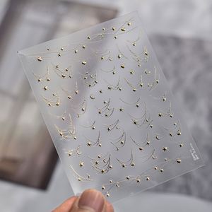 Autocollants pour ongles en forme de cœur, de lune et d'étoile en or et <span class=keywords><strong>argent</strong></span> 5D, paillettes, perles, autocollants pour ongles en gel scintillants, chaîne d'étoiles - Product Image 4