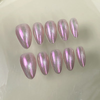 Faux Ongles à Presser de Luxe en Gros, 10 Pièces, Couverture Complète, French Manucure, Acrylique Nude Vert Court avec Colle Brillante, Design Carré pour Doigts