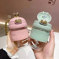 Mignonne Bouteille d'Eau en Verre de 400 ml pour Enfants, Tasse Droite pour Étudiants avec Paille, Logo Personnalisable