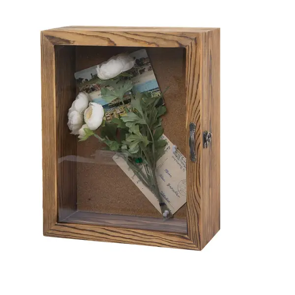 리넨 백 사진 아기 메모리 기념품 상자가있는 나무 그림자 상자 디스플레이 케이스 캐비닛 액자