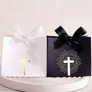 Caja de Dulces Blanca con Relieve Dorado, Embalaje de Regalo con Cruz para Fiestas de <span class=keywords><strong>Primera</strong></span> Comunión - Product Image 3