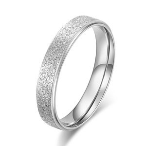 Stainless Steel Rose Gold Frosted <b>Ring</b> Women's Silver Elegant Pearl Sand Simple Style Women's <b>Ring</b> <b>Couple</b> Little Finger <b>Ring</b> - Product Image 3