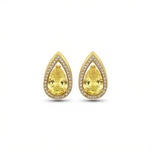 ต่างหูทรงหยดน้ำประดับโทแพซสีทองคำ สำหรับผู้หญิง ชุบทอง 18K ดีไซน์คลาสสิก เหมาะสำหรับงานปาร์ตี้ ต่างหูแฟชั่นทำจากโลหะผสม - Product Image 1